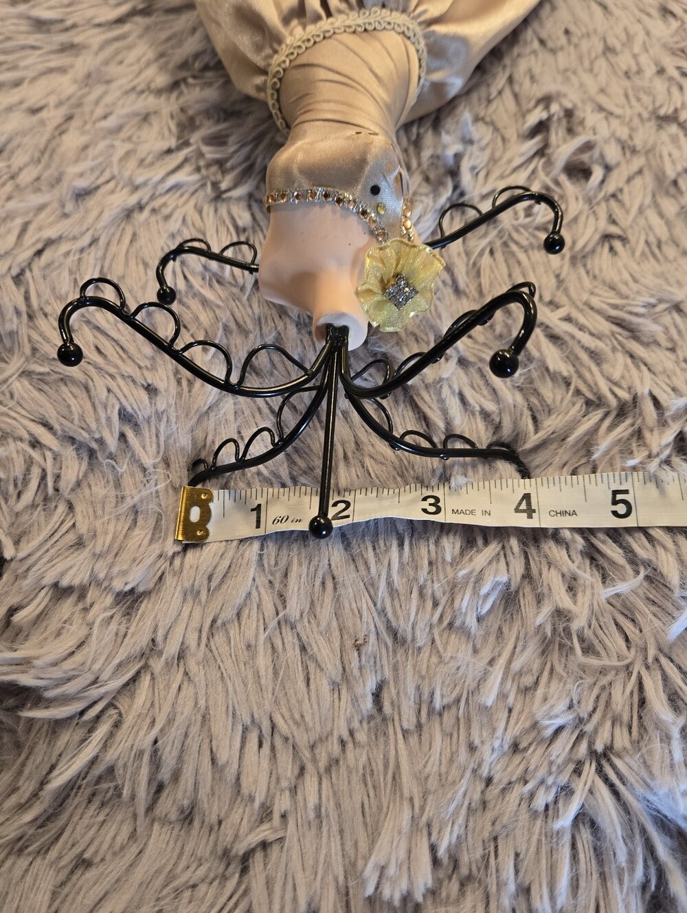 Vintage Look Mannequin Dress Jewelry Stand with Champagne Satin Gown - Picture 13 of 14